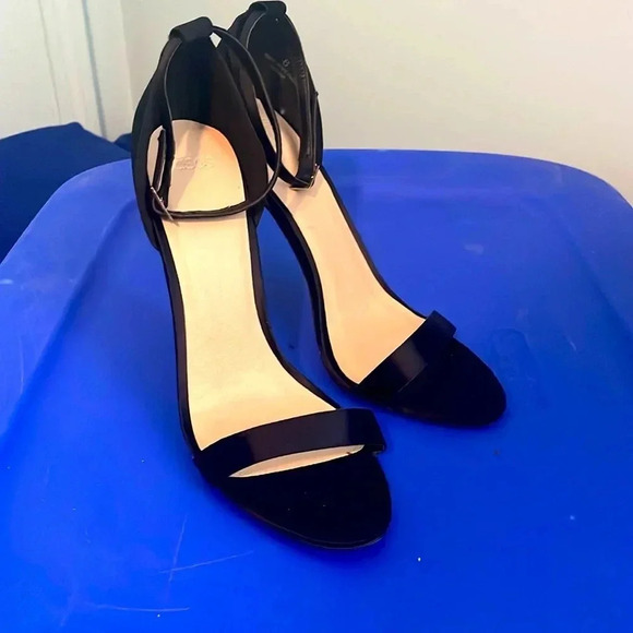 ASOS‎ Black Ankle Strap Heels Minimalist Evening Party Dress Shoes - Picture 1 of 10